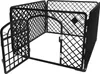 A black plastic pet playpen with an open gate, shown from a slightly elevated angle against a white background. Náhľad obrázku produktu
