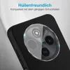 Close-up of a smartphone camera lens with protective glass, with marketing text overlay. Produktbild-Vorschau