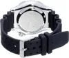 The back of a watch with a black rubber strap. Produktbild-Vorschau