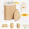 VOUNOT® VOUNOT Wäschekorb Bambus mit Deckel, 58L Produktbild-Vorschau 3