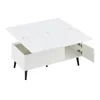 A white coffee table with a lift-top and storage compartments, shown against a white background. Produktbild-Vorschau