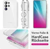 A collage of images showing a clear phone case for a Samsung Galaxy phone, including different angles and a close-up of the case and phone. Podgląd zdjęcia produktu