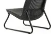Close-up of the back and legs of a black wicker chair with a metal frame. Náhľad obrázku produktu