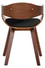 A front view of a wooden chair with a black upholstered seat and backrest. Náhled obrázku produktu