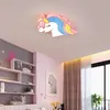 A child's bedroom with a unicorn-shaped ceiling light. Produktbild-Vorschau
