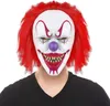 Gruselige Halloween-Clown-Maske mit rotem Haar, Vollkopf, Produktbild-Vorschau 2