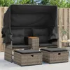 Gartensofa 2-Sitzer mit Dach und Hockern Grau Poly Rattan Produktbild-Vorschau 2