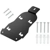 A black metal mounting bracket with screws and wall plugs. Produktbild-Vorschau
