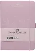 A pink notebook with a band around it. Voir les images du produit