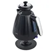 A black electric kettle with a silver lid and handle, shown on its charging base. Produktbild-Vorschau