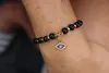 Perlenarmband Damen 8mm Schwarz mit Bösem Auge Charm Gold, Produktbild-Vorschau 4