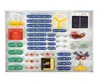 A collection of electronic components for a science experiment kit, laid out in a white tray. Anteprima dell’immagine prodotto