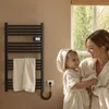 A mother and child in bathrobes in a bathroom, with a towel warmer in the background. Produktbild-Vorschau