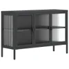 vidaXL Sideboard Schwarz 105x35x70 cm Glas und Stahl Produktbild-Vorschau 2
