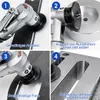 A collage of four images demonstrating different chamfering applications of a pneumatic tool. Produktbild-Vorschau