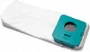 A stack of white vacuum cleaner bags with a teal plastic connector. Náhled obrázku produktu