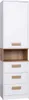 A tall, narrow white cabinet with wooden accents and three drawers. Produktbild-Vorschau