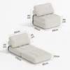 Two views of a beige sofa bed with dimensions indicated by measurement lines and text. Produktbild-Vorschau