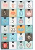 A close-up, front-facing view of a blue advent calendar with 24 drawers, each decorated with a festive animal illustration and a number. Náhľad obrázku produktu
