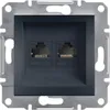 A close-up, front-facing view of a network data socket with two RJ45 ports. Anteprima dell’immagine prodotto