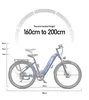 Diagram of an electric bicycle with various dimensions and recommended height indicated. Produktbild-Vorschau