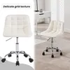 A collage showing a cream-colored office chair with a grid texture, displayed from different angles and in a room setting. Produktbild-Vorschau