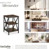 A collage showing a side table and lifestyle images of the table in different room settings. Produktbild-Vorschau