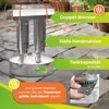 A product image with marketing overlays and text highlighting features of a heater. Produktbild-Vorschau