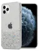 A clear product shot of a phone case with glitter, placed next to a phone. Náhľad obrázku produktu