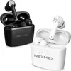 Two pairs of wireless earbuds in their charging cases, one black and one white, are displayed side-by-side against a white background. Produktbild-Vorschau
