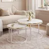 SOLEIL 2in1 runder Couchtisch glänzend Weiß / Weiß Produktbild-Vorschau 1