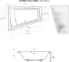 Technical drawing and a photograph of a bathtub with dimensions. Produktbild-Vorschau
