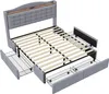 A disassembled bed frame with drawers pulled out, shown against a white background. Produktbild-Vorschau