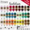 A collage of yarn skeins in various colors, with product information and branding. Produktbild-Vorschau