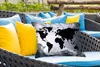MuchoWow® Outdoor Kissen - Weltkarte - Holz - Schwarz - Produktbild-Vorschau 4