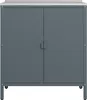 A dark gray outdoor cabinet with a light gray top, shown from the front on a white background. Náhľad obrázku produktu