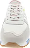 A close-up, front-facing view of a white and pink athletic shoe. Produktbild-Vorschau