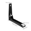 A black metal microwave wall mount bracket with dimensions indicated by text overlays. Produktbild-Vorschau