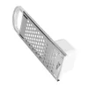 A close-up, angled view of a grater with a white handle and a stainless steel grating surface. Produktbild-Vorschau