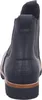 The back view of a black Chelsea boot with a brown sole. Voir les images du produit