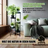 A living room scene with a plant stand and sofa, featuring promotional text. Produktbild-Vorschau