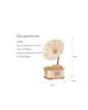 A 3D wooden gramophone model with dimensions and product information displayed. Podgląd zdjęcia produktu
