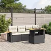 5-tlg. Garten-Sofagarnitur mit Kissen Schwarz Poly Rattan Produktbild-Vorschau 2