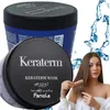 A collage featuring two Fanola Keraterm hair mask containers and a woman applying hair product. Náhled obrázku produktu