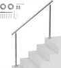 A stainless steel handrail set for outdoor stairs, shown with its accessories on a white background. Anteprima dell’immagine prodotto