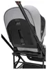 Close-up view of the back of a stroller seat, showing the fabric and ventilation panel. Produktbild-Vorschau