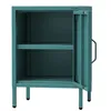 A teal metal cabinet with one open door and two shelves, shown against a white background. Anteprima dell’immagine prodotto