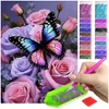Haft diamentowy ARTULIO - Piękny motyl na różowych różach - Podgląd zdjęcia produktu 1