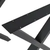 A close-up view of black metal table legs with pre-drilled holes for attachment. Voir les images du produit