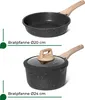 Two granite-coated cookware items, a frying pan and a pot with a lid, are shown against a white background. Produktbild-Vorschau